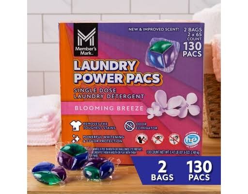 Member's Mark Laundry Detergent Power Pacs – Blooming Breeze, 130 Count