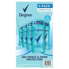 Degree Antiperspirant Deodorant – Shower Clean, 2.6 oz. (5 Pack)