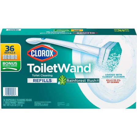Clorox ToiletWand Disposable Toilet Cleaning System, Rainforest Rush, 1 Wand & 36 Refills